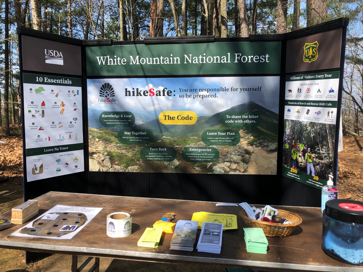 white mountain national forest kiosk for hike safe