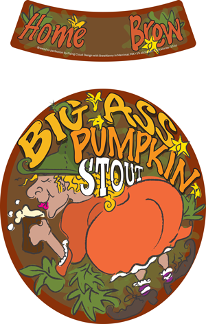 pumpkin beer label designed by maria poulos of flying cloud design