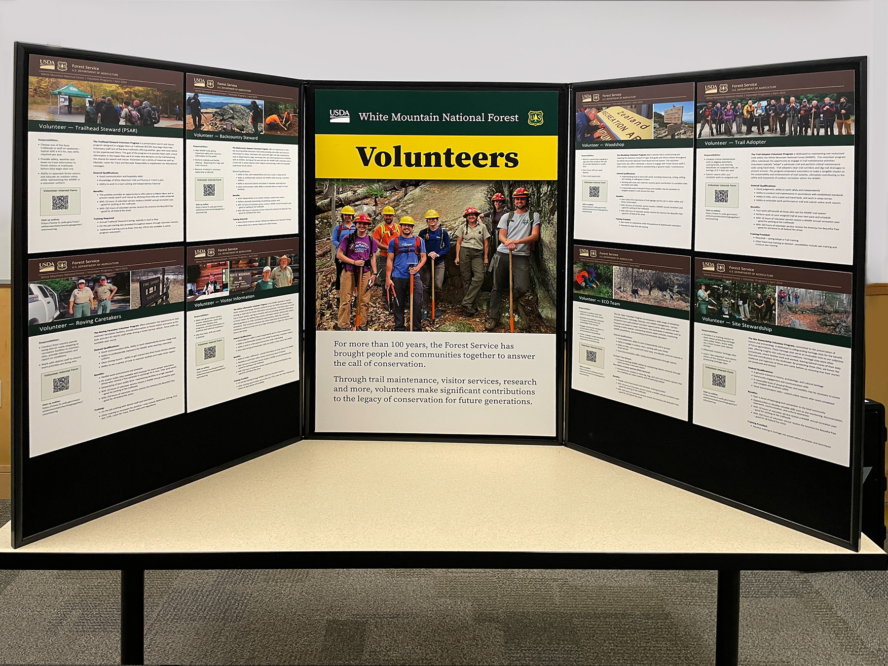 wmnf table top display for volunteer program